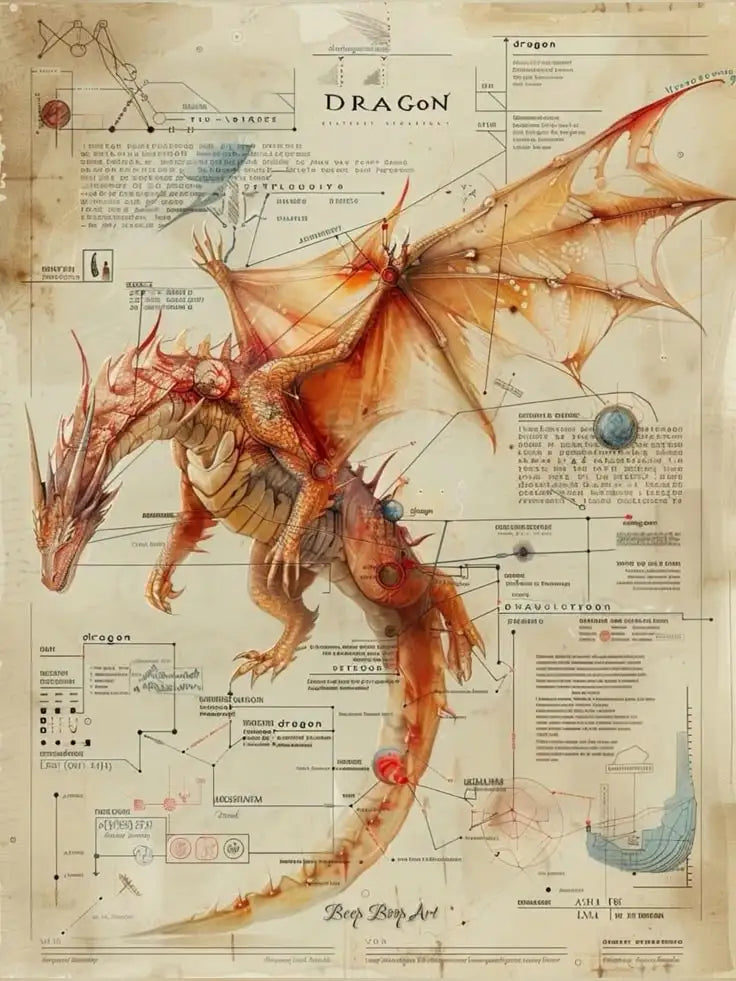 Fantasy Creatures Retro Art Magic Mythical Animal Elf Unicorn Fairy Dragon Canvas Poster Prints Wall Living Room Home Decor Gift