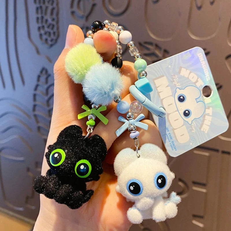 Original Genuine How To Train Your Dragon Plush Beaded Keychain Cute Toothless Doll Pendant Bag Hanging Ornament For Couples