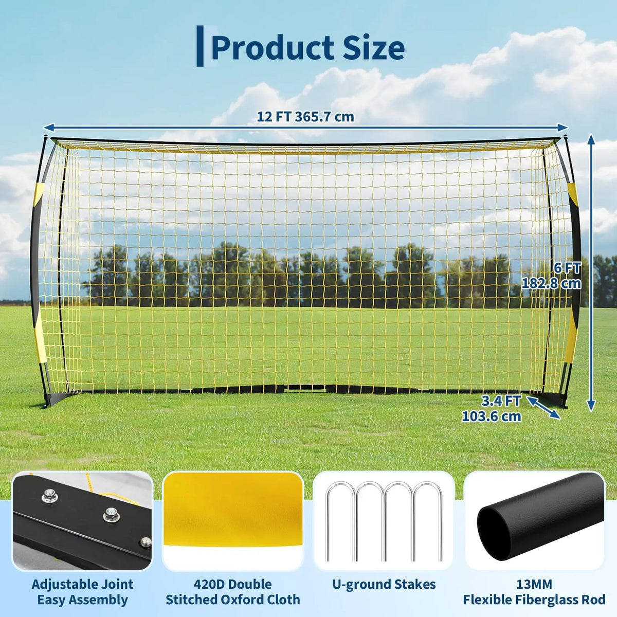 HiMISS Portable Heavy Duty Foldable Soccer Goal for Backyard Training