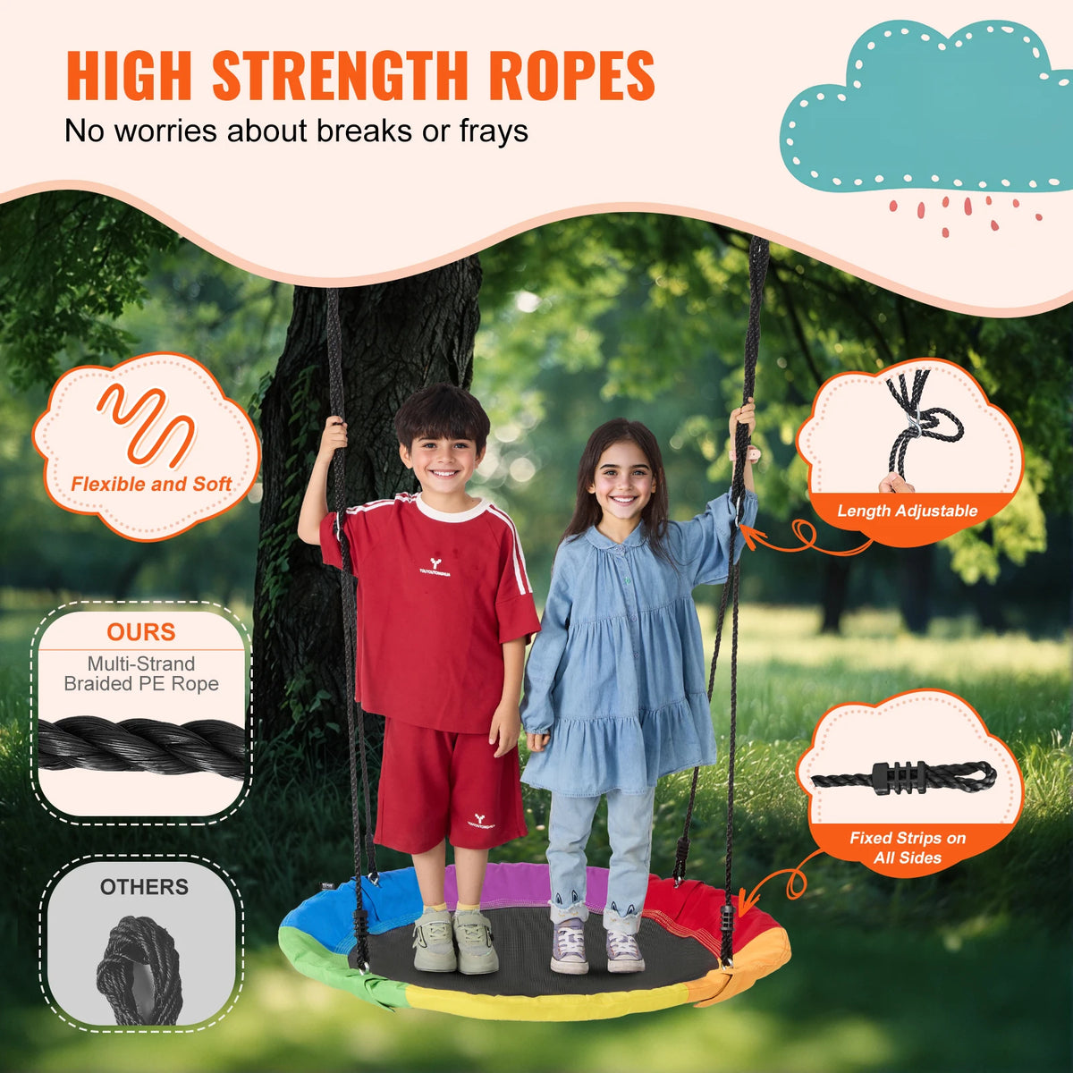 SucceBuy Tree Swing Saucer Swing Outdoor Family Fun