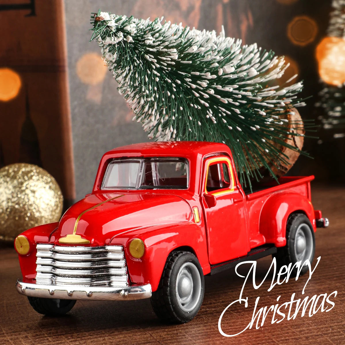 Truck And Christmas Tree Ornament Set For Home Decor