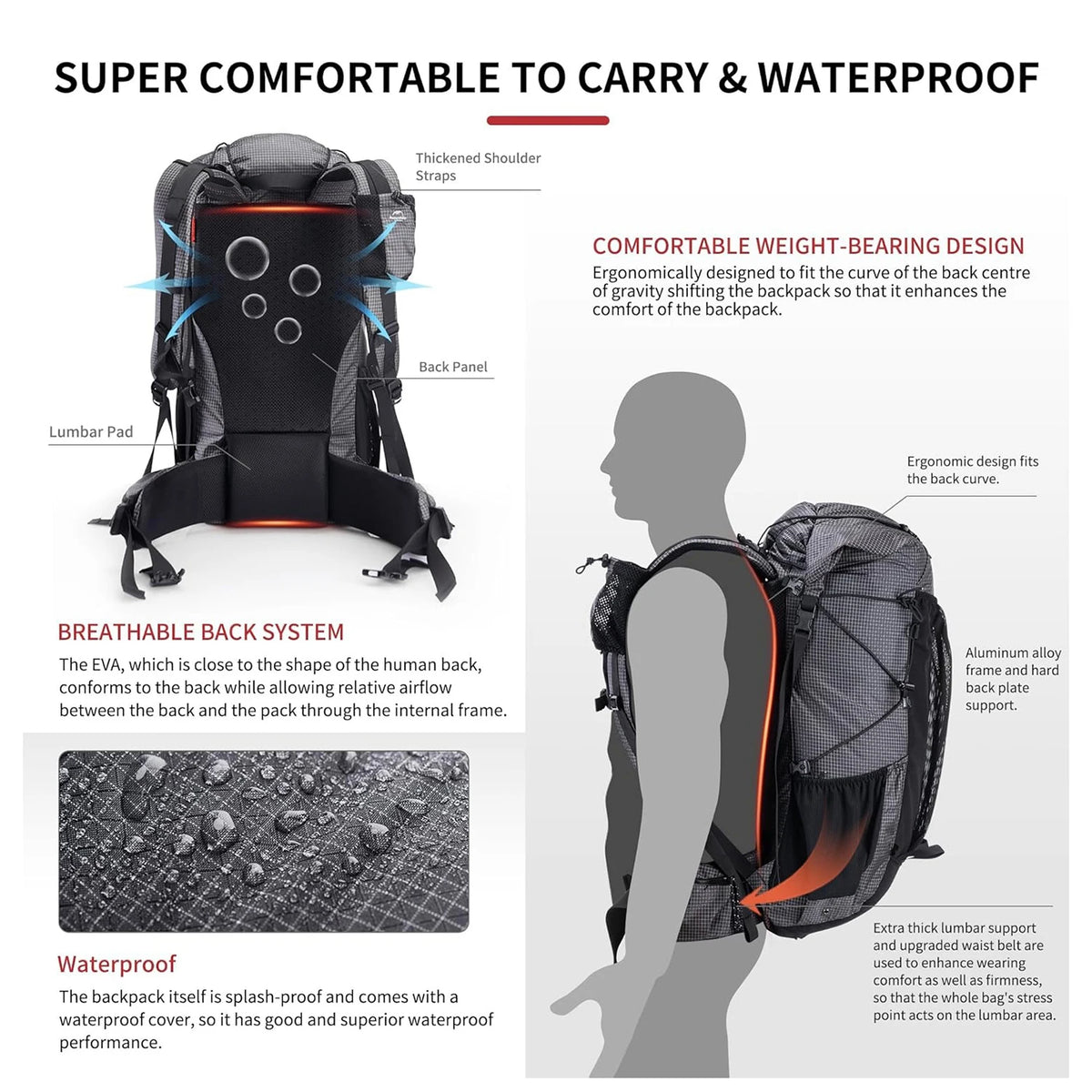 Naturehike 60 Plus 5L Waterproof Mountain Backpack With Rain Cover