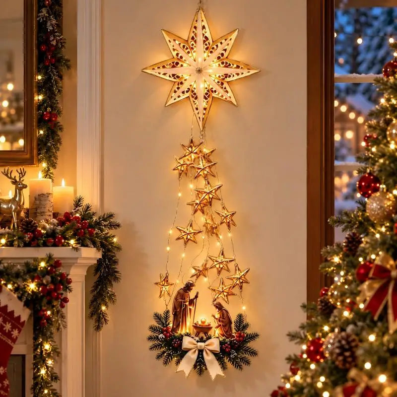 Lighted Nativity Wall Decor With Bethlehem Star For Christmas