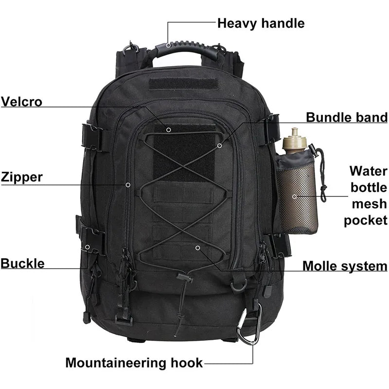 LQARMY Tactical Molle Military Backpack For Hiking Camping And Travel