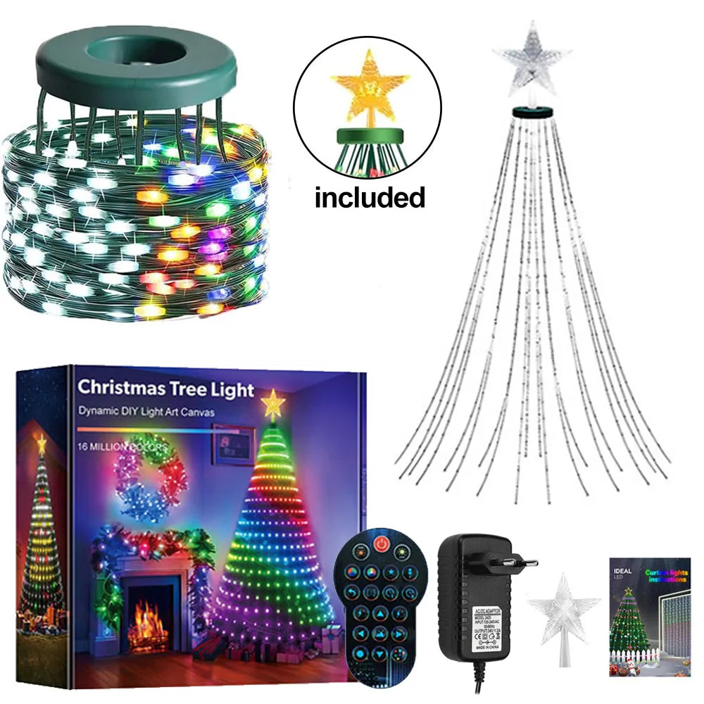 Smart RGBIC Christmas Tree Lights With Addressable Star Topper and Fairy Lighting