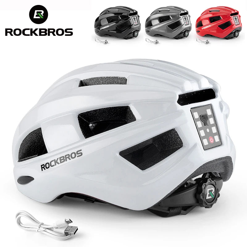 ROCKBROS Adult Cycling Helmet With Integrated Rear Warning Light