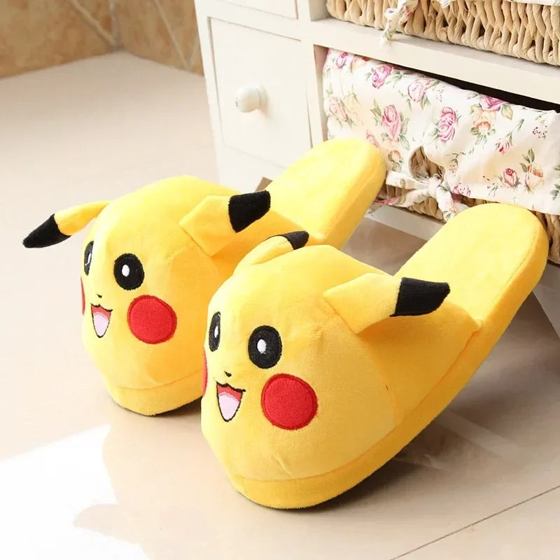 Aoger Pokemon Cartoon Plush Slippers With Pikachu And Eevee Designs