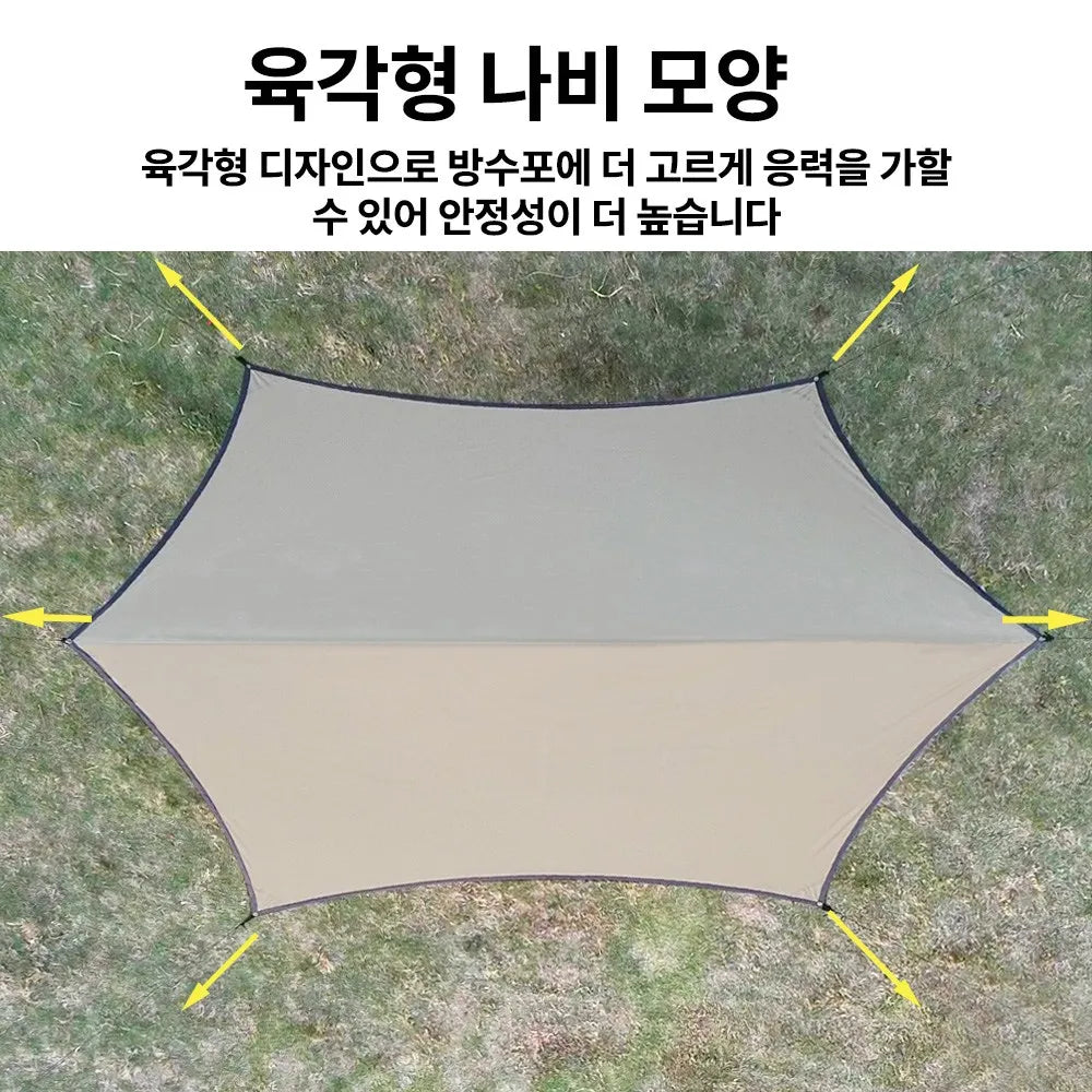 Top Lander Hexagonal Waterproof Camping Tarp Outdoor Sun Shelter