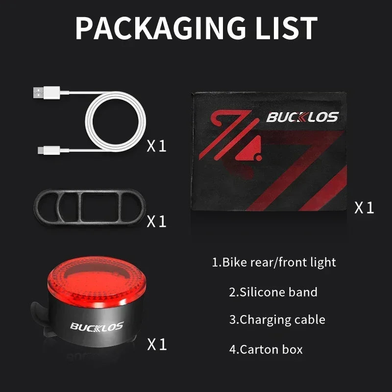 BUCKLOS Rechargeable COB LED Front And Rear Bicycle Light Set