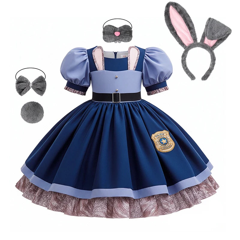 Girls Rabbit Police Officer Costume Dress for Halloween Cosplay Parties