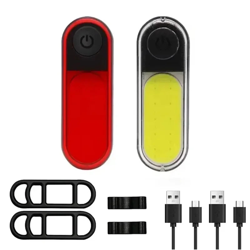 BUCKLOS Rechargeable COB LED Front And Rear Bicycle Light Set