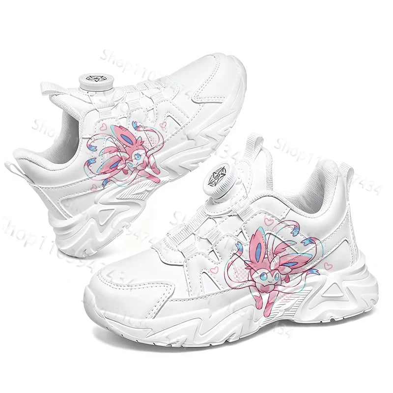 Bandai Sylveon Kids Sneakers With Rotating Button Design Thick Sole