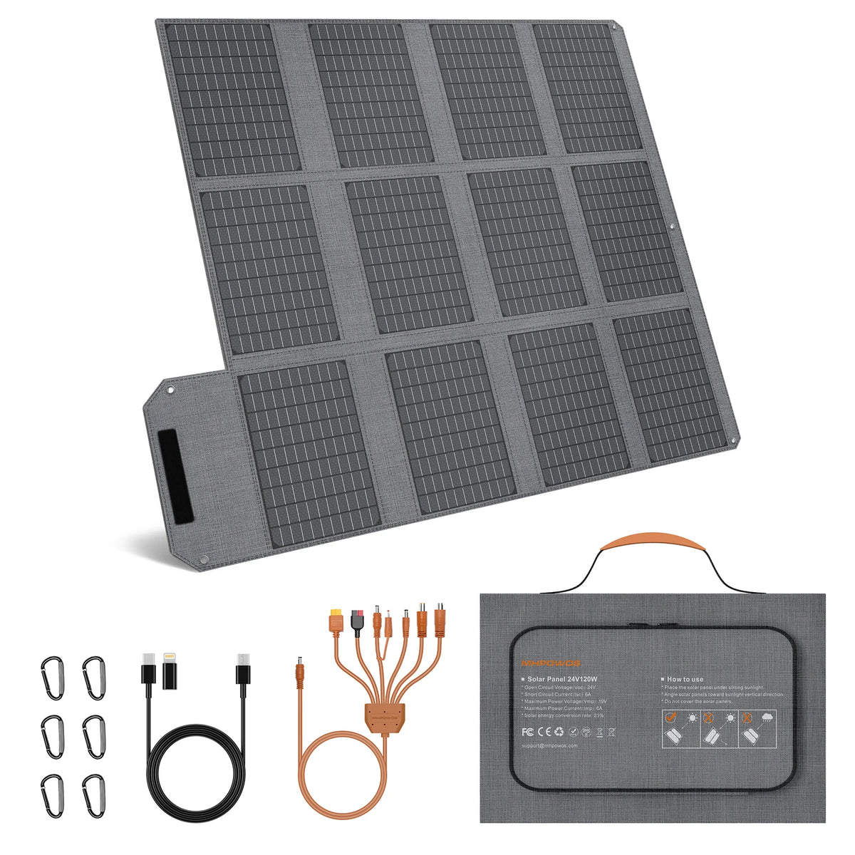 MHPOWOS 120W Foldable Solar Panel With USB C And USB A Outputs