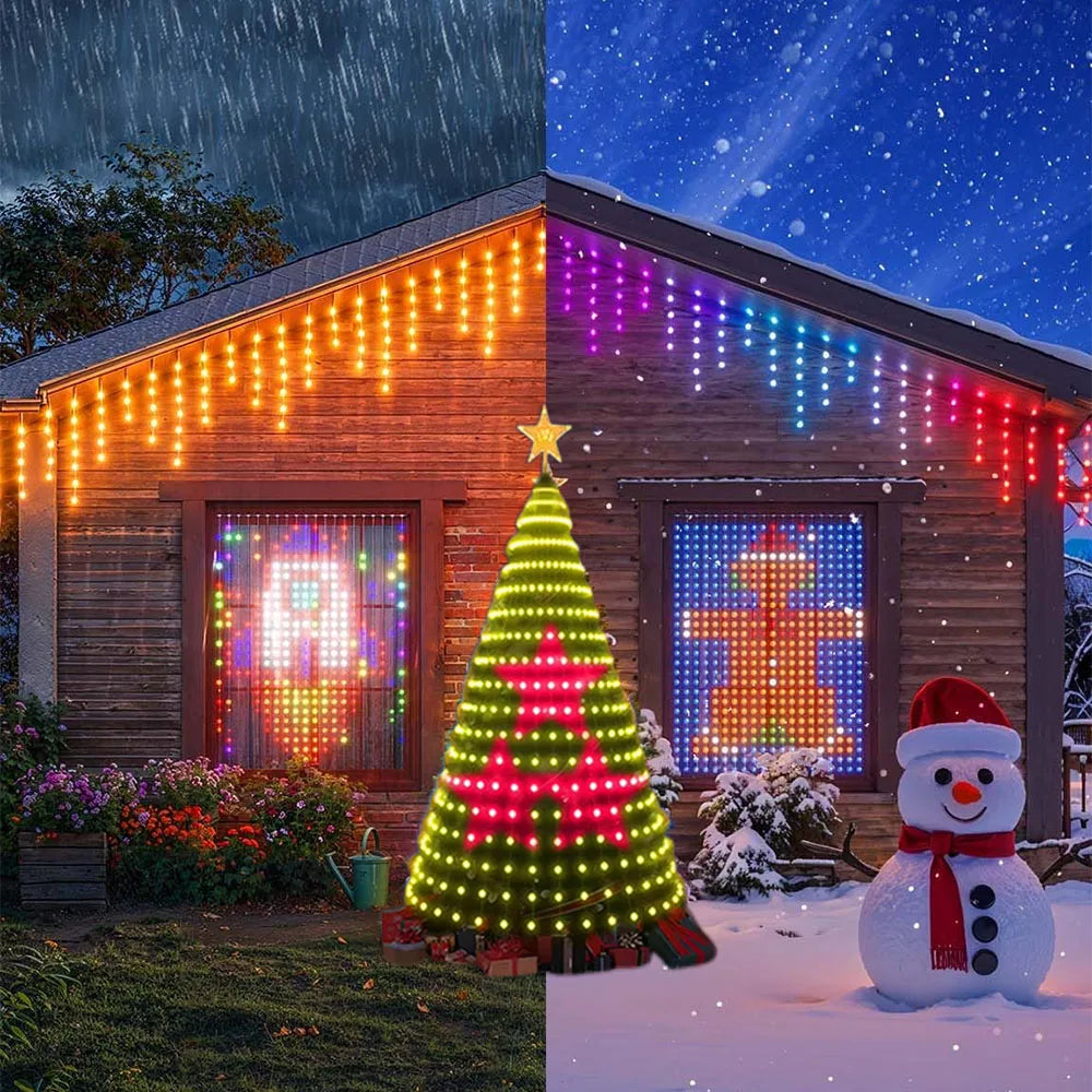 USB 400LEDs Christmas Tree String Lights, DIY Text RGBIC Holiday Lights for Garden Patio Christmas Halloween Valentine Decor