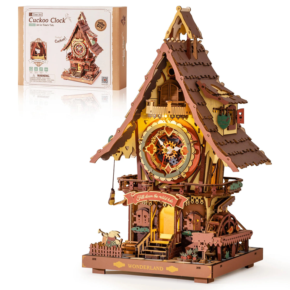 ROKR Wooden Cuckoo Clock Mechanical 3D Puzzle Building Kit