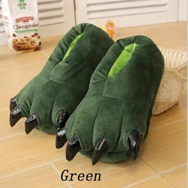Plush Dinosaur Claw Indoor Slippers for Women and Men