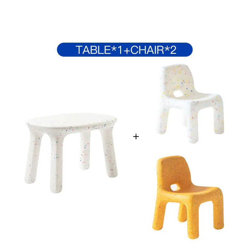 Kids Study Table And Chairs Set Backrest Cute Low Stool Small Kindergarten Outdoor Plastic Strong Durable Table Furniture Set
