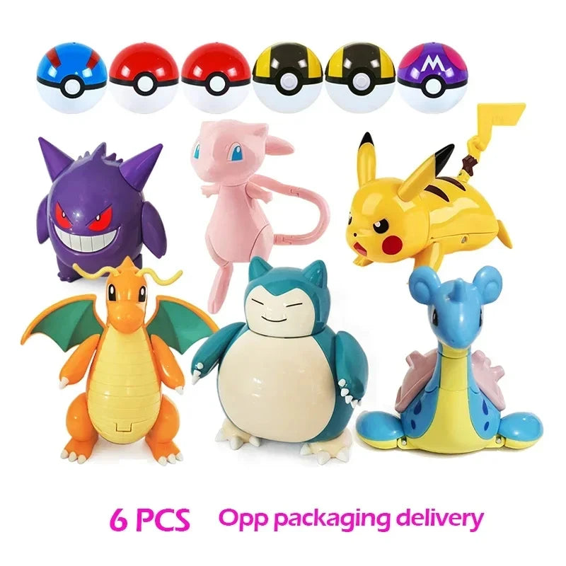 Zhuangchen Pokemon Figure Ball Set With Eevee Pikachu And Friends