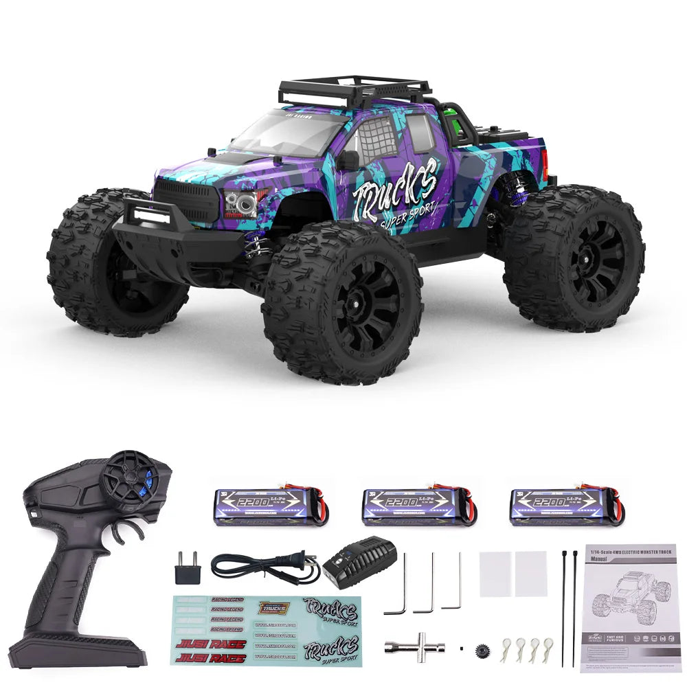 JIUSI PT14R V3 1/14 RC Racing Car 3S Battery 4WD 80km/h Brushless Motor 2.4G Remote Control 35C High Speed Off-road RC Truck