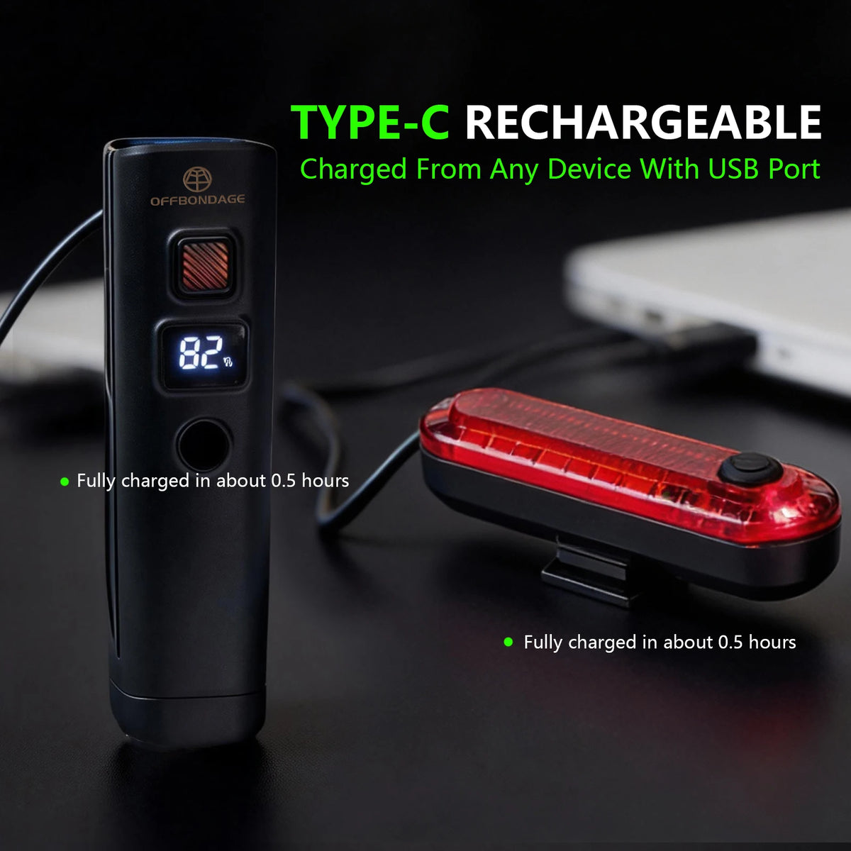 OFFBONDAGE USB Rechargeable LED Bicycle Headlight With Intelligent Sensing