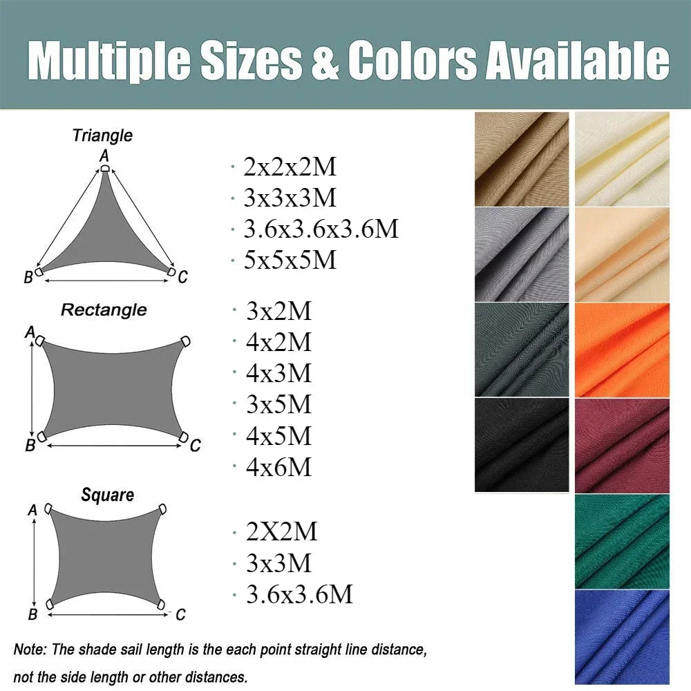 Waterproof UV Protection Shade Sail For Patio Garden Camping