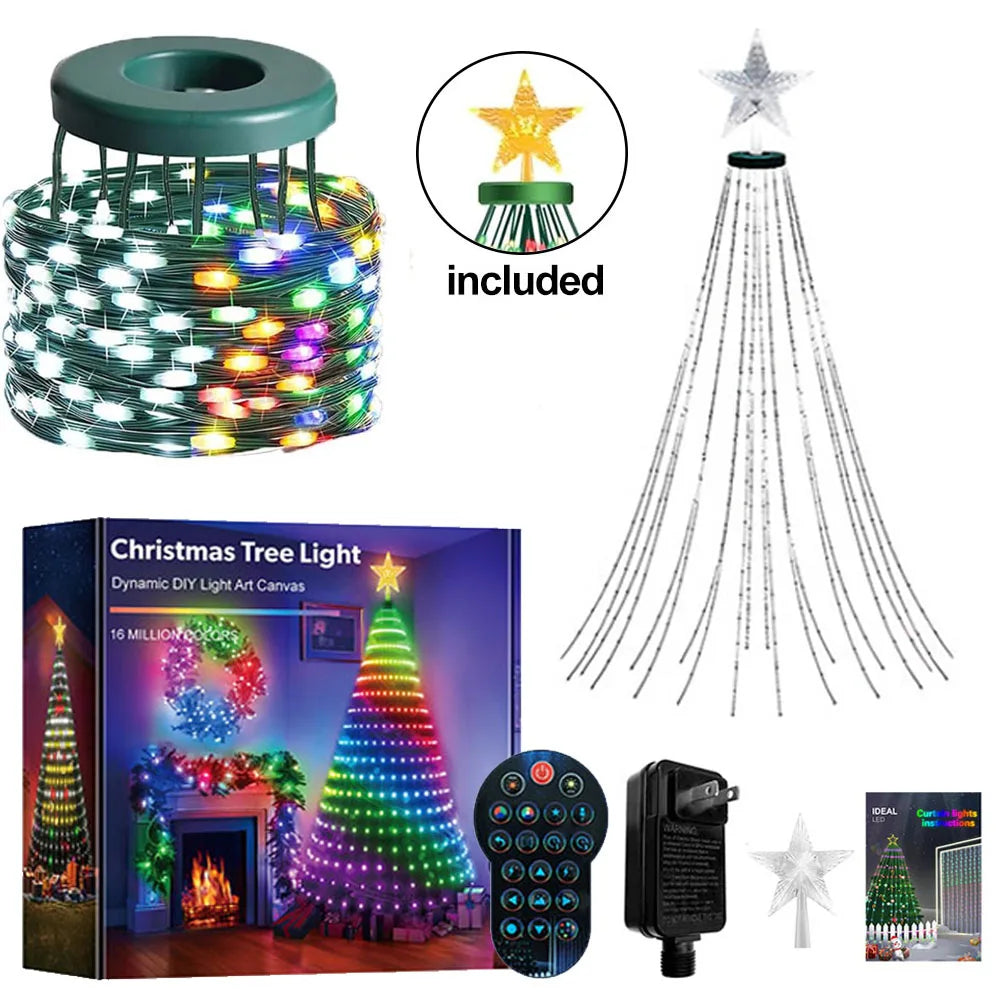 Smart RGBIC Christmas Tree Lights With Addressable Star Topper and Fairy Lighting