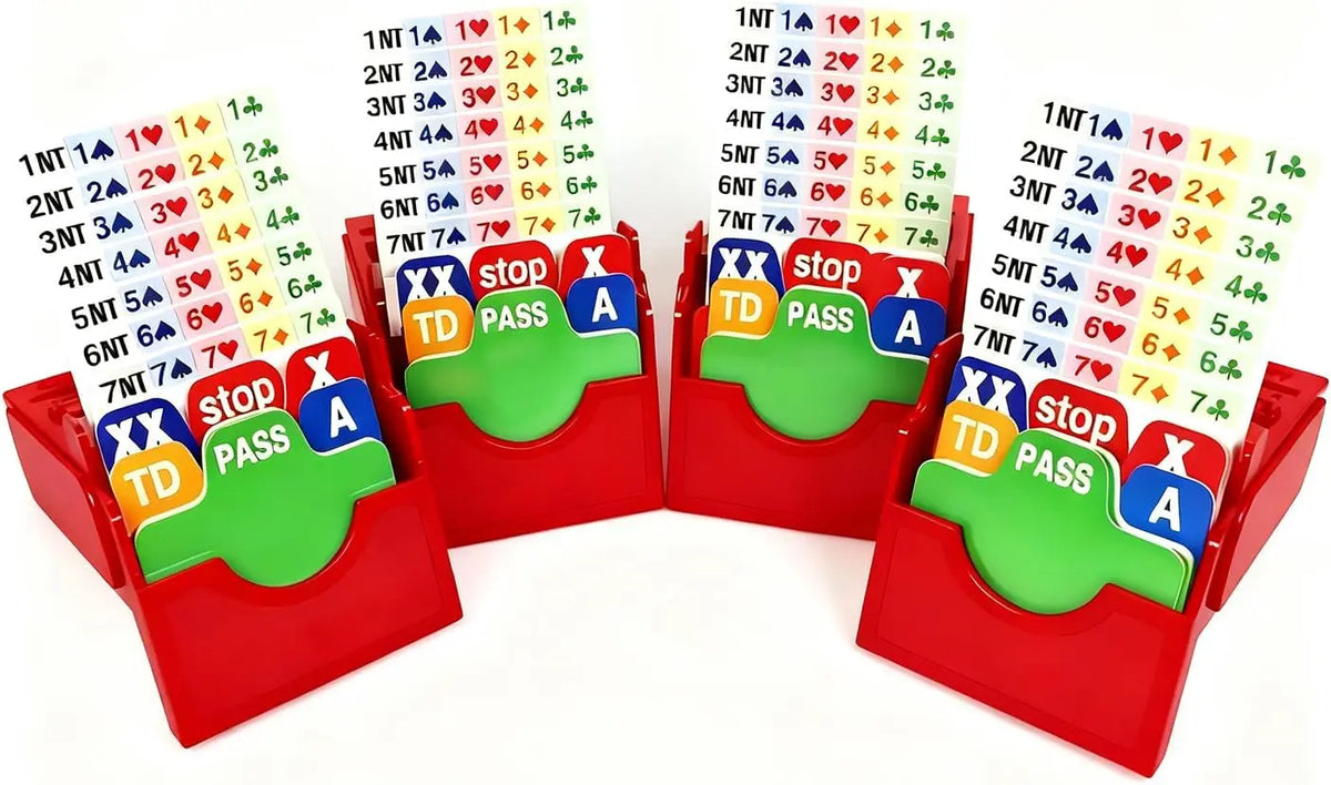 Set of 4 Blue Plastic Portable and Lightweight Bridge Bidding Boxes with Scoring Cards Card Games Bid Device ABS Plastic