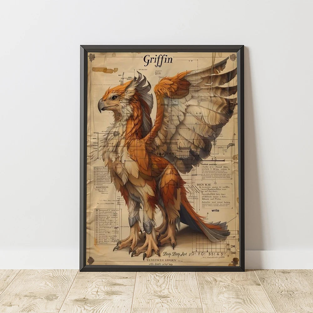 Fantasy Creatures Retro Art Magic Mythical Animal Elf Unicorn Fairy Dragon Canvas Poster Prints Wall Living Room Home Decor Gift