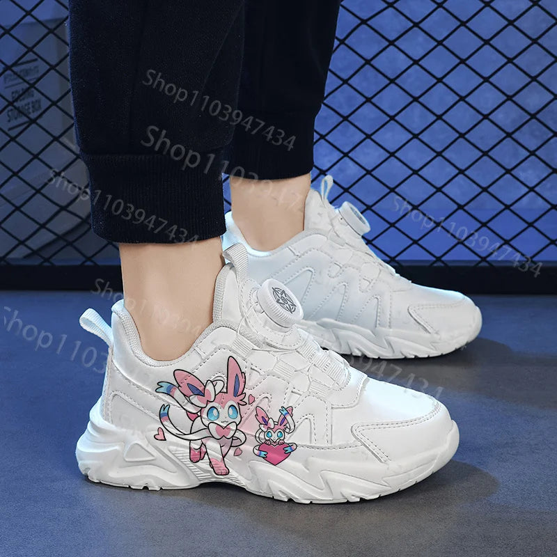 Bandai Sylveon Kids Sneakers With Rotating Button Design Thick Sole