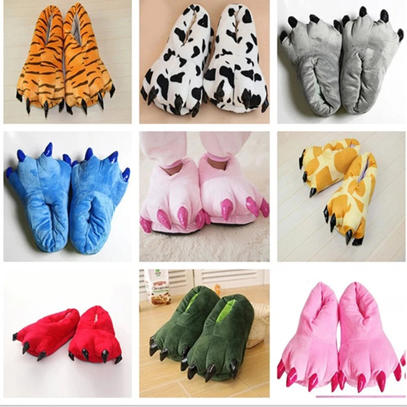 Plush Dinosaur Claw Indoor Slippers for Women and Men