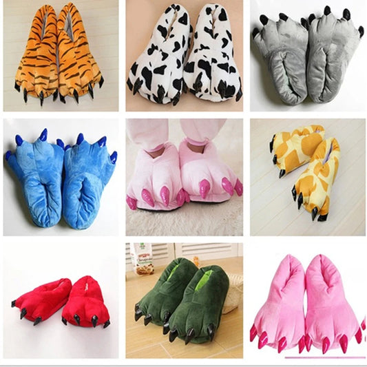 Plush Dinosaur Claw Indoor Slippers for Women and Men