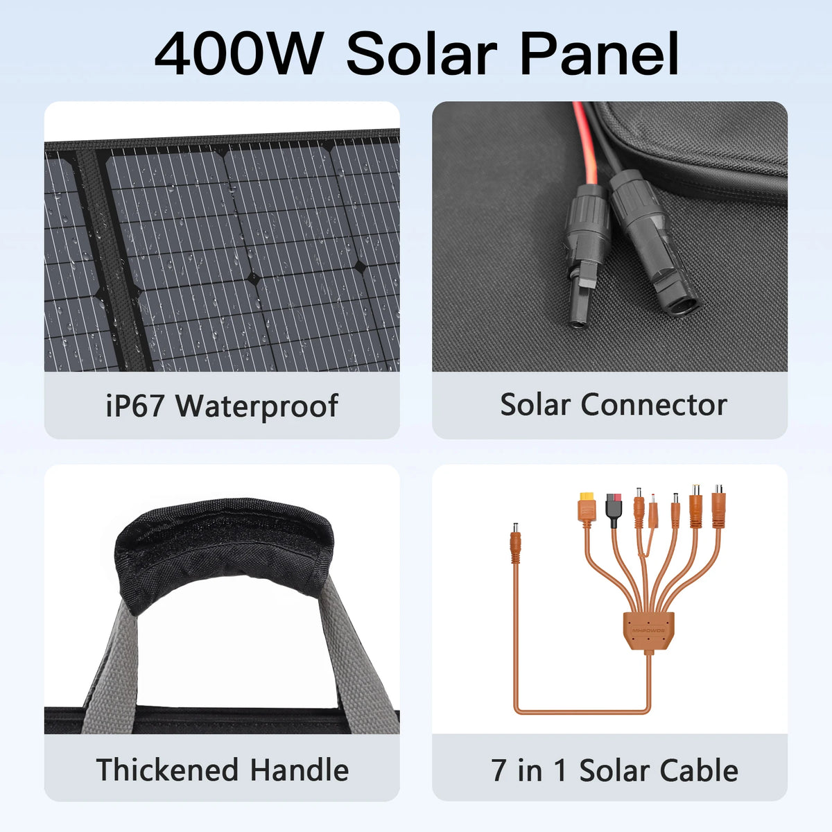 MHPOWOS 400W Portable Folding Solar Panel For Power Stations