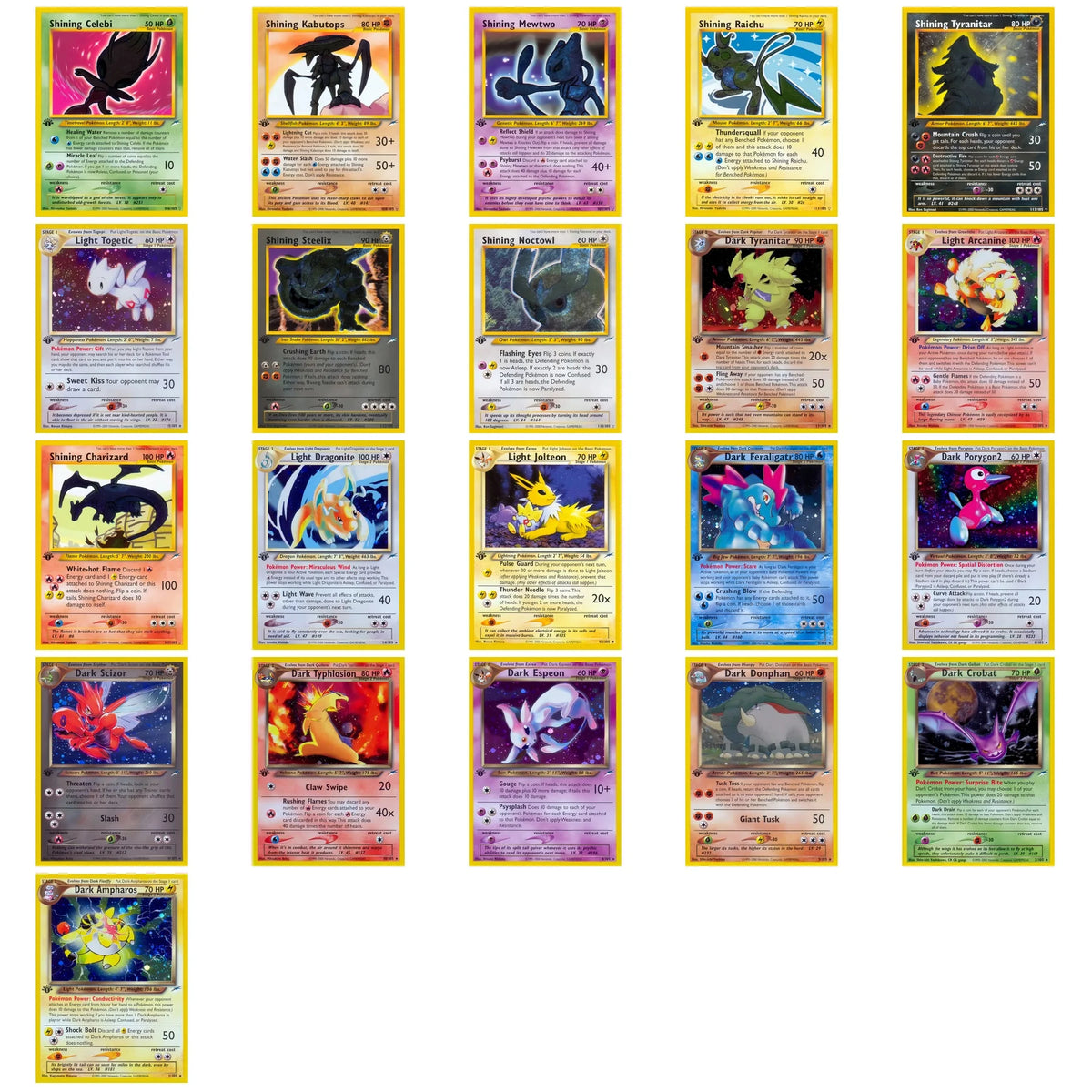 Bandai Neo Destiny Pokémon Trading Card Holo Rare Collectible Cards