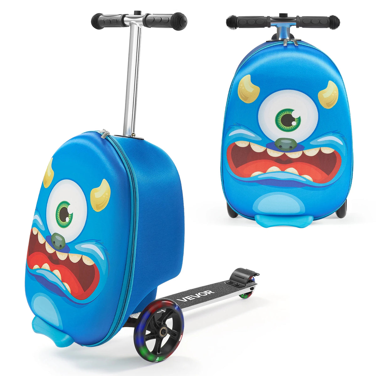 SucceBuy Kids Ride On Luggage Scooter Suitcase With Adjustable Handle