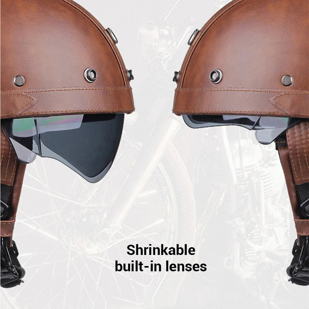 HEROBIKER DOT Certified Half Motorcycle Helmet With HD Visor