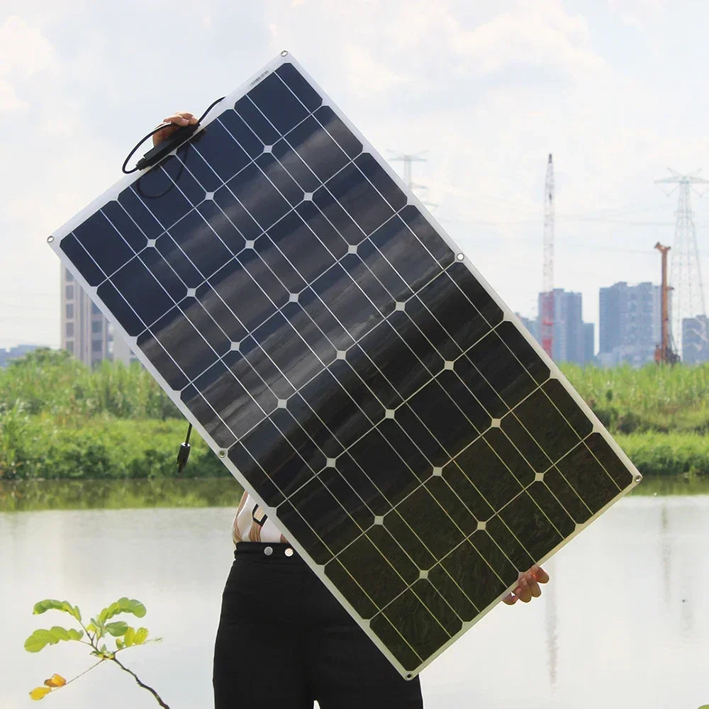 ASUNERGE 12V Flexible Monocrystalline Solar Panel Waterproof RV