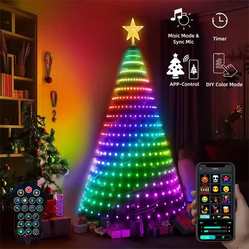 Bluetooth App Controlled Christmas String Lights With Remote USB Power