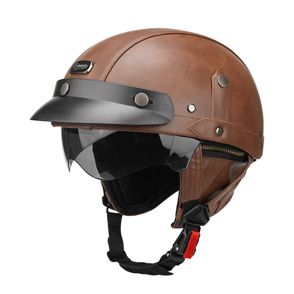 HEROBIKER DOT Certified Half Motorcycle Helmet With HD Visor