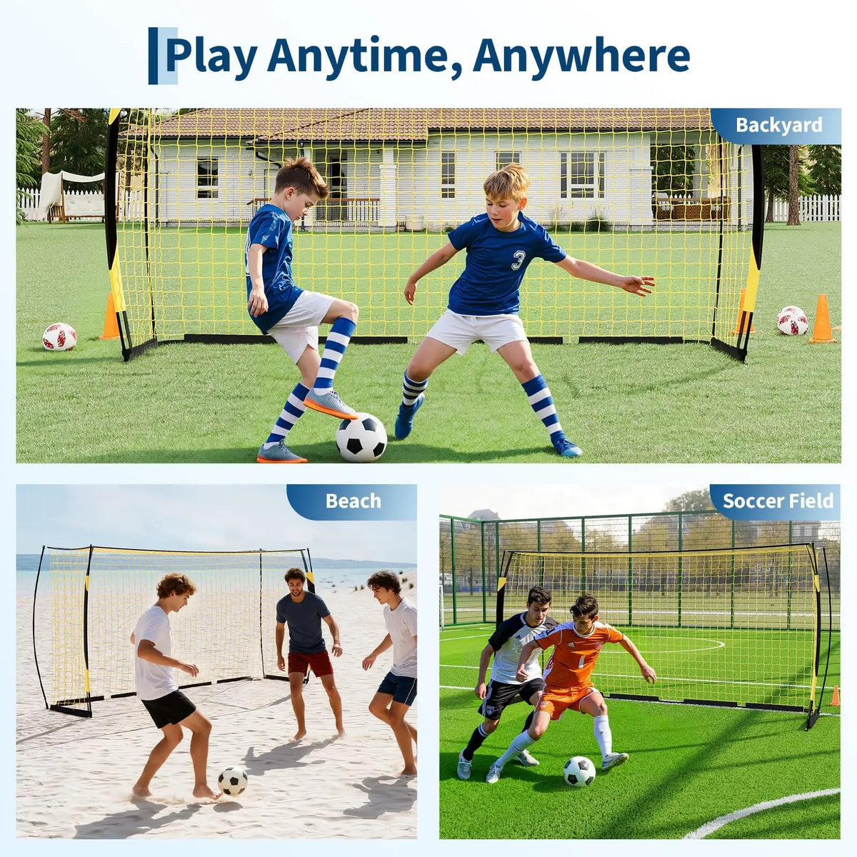 HiMISS Portable Heavy Duty Foldable Soccer Goal for Backyard Training