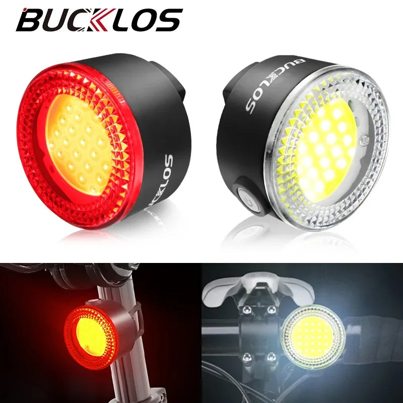 BUCKLOS Rechargeable COB LED Front And Rear Bicycle Light Set