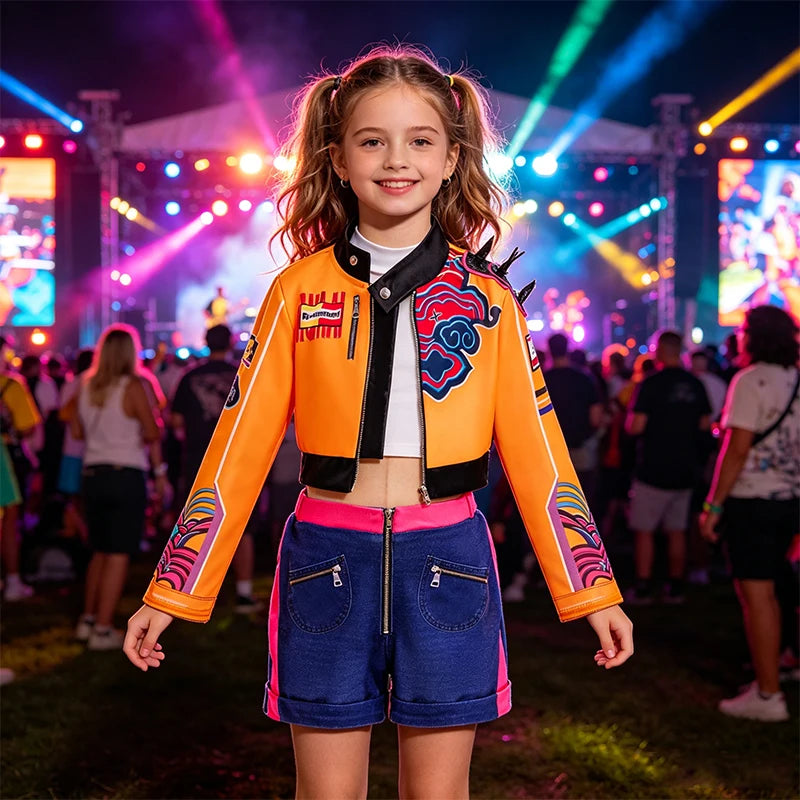 Girls Street Style Cosplay Outfit Kit With Jacket And Shorts