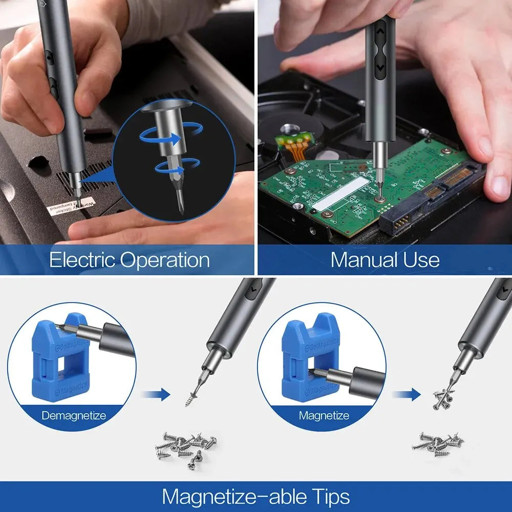 UF Tools Rechargeable Precision Electric Screwdriver Kit With Magnetic Bits