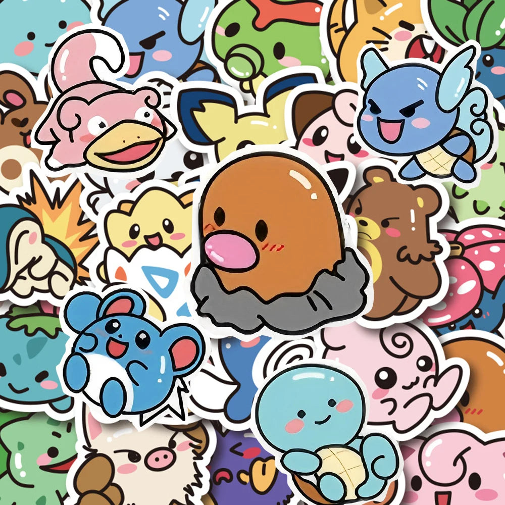 TAKARA TOMY Pokemon Kawaii Character Stickers for Laptops and Luggage