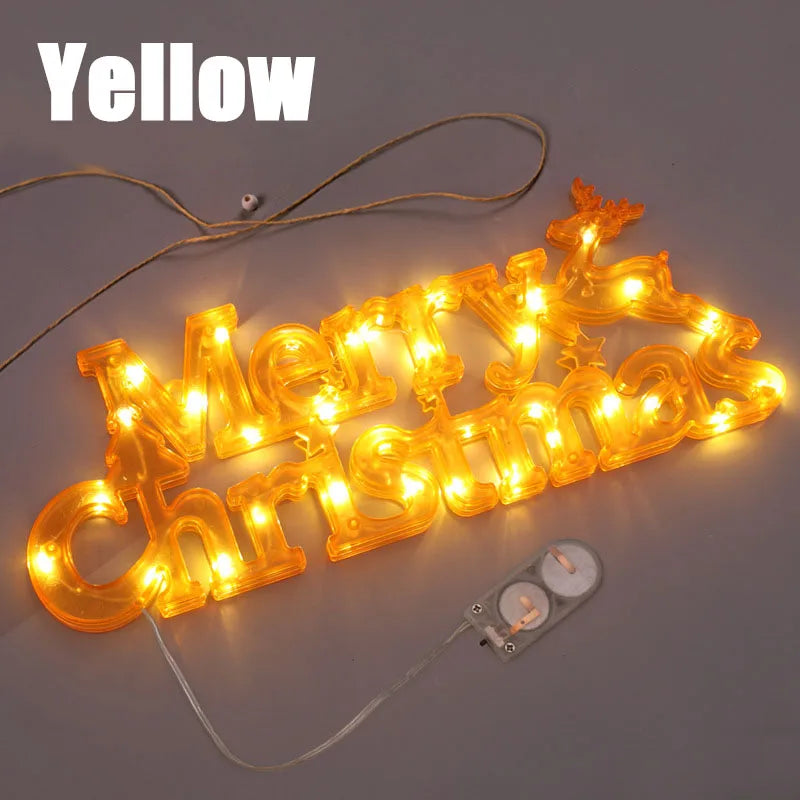 3D Merry Christmas Letter Light LED Garland Night Light Decoration for Home Holiday Party Festive Decor