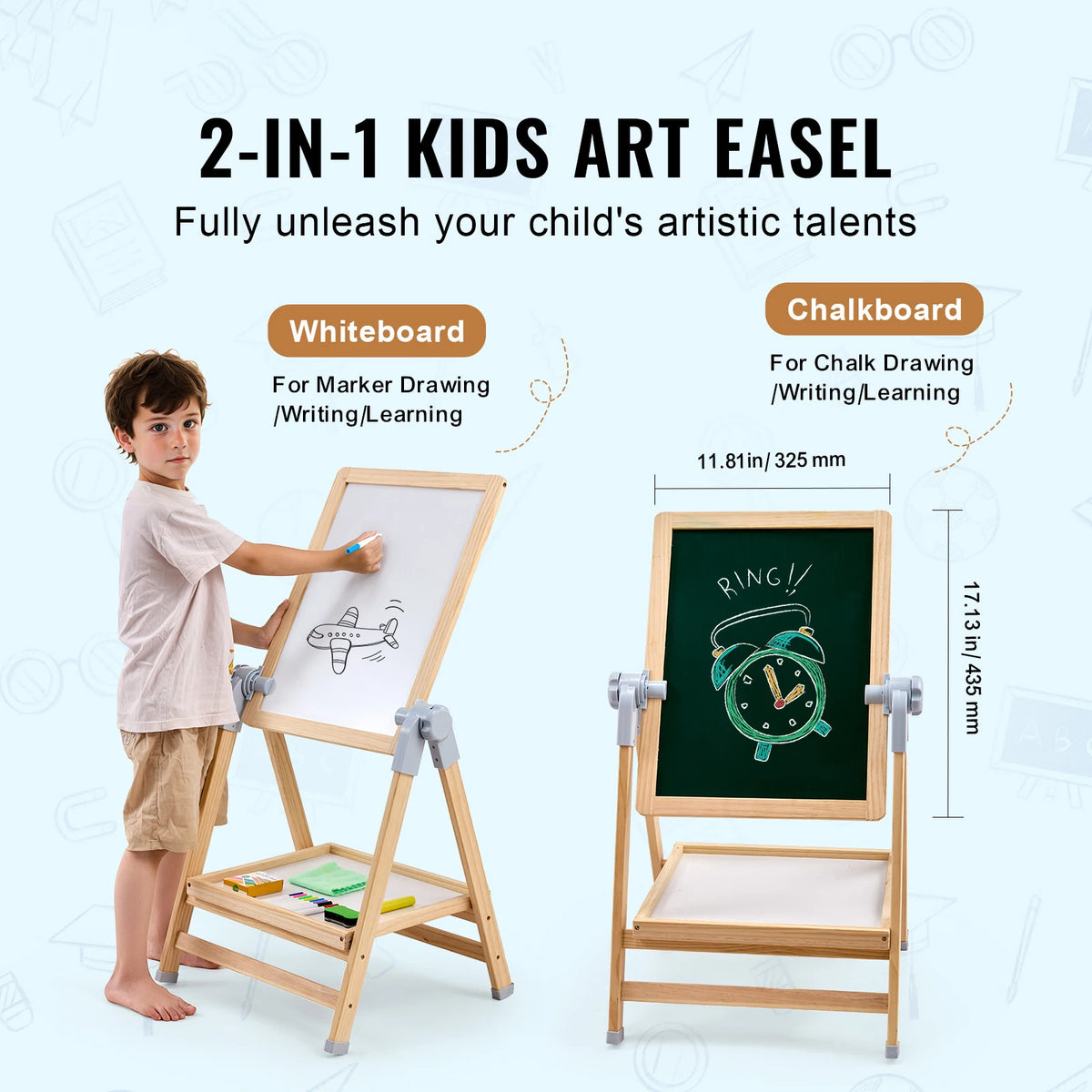 SucceBuy Standing Magnetic Drawing Board Art Easel For Kids