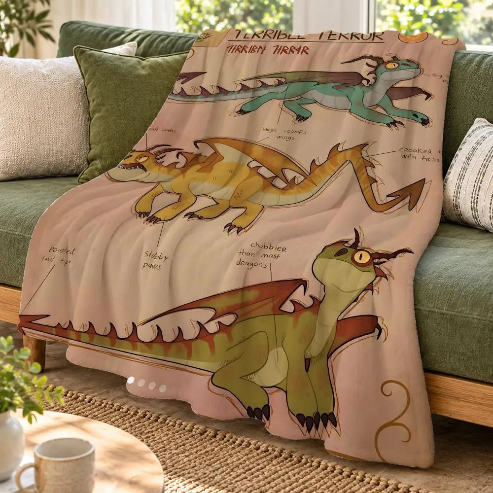 How to Train Your Dragon Black White Dragon Love Heart Double Sided Flannel Throw Blanket Soft Warm Washable Home Decor