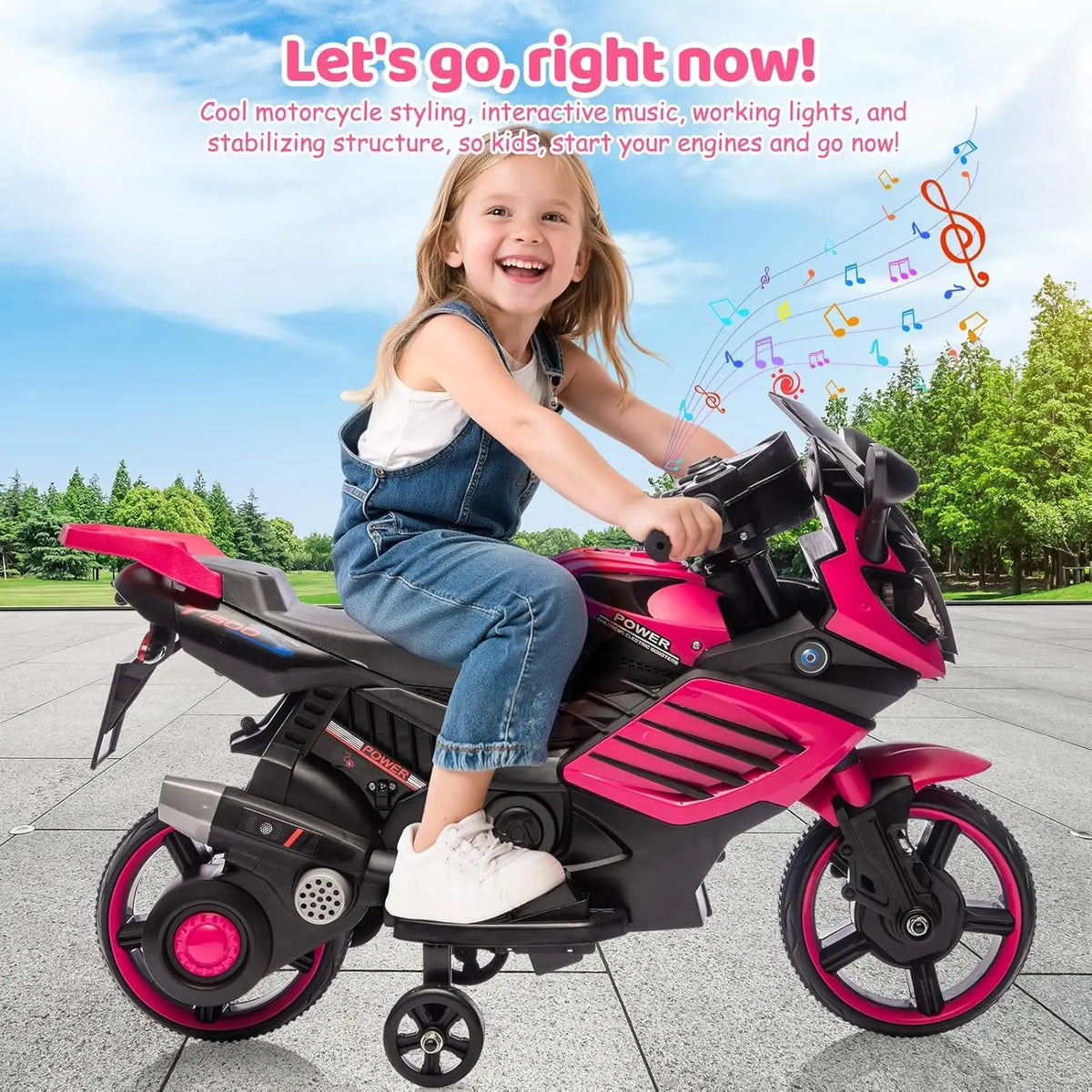 HiMISS 6V Electric Ride On Motorcycle For Kids Training Wheels