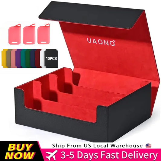 Trading Card Storage Box ; 3-Row Deck Case 1800+ Deck Box for MTG; Top Loaders Card Case Fits Magic TCG PTCG Sports Cards; 10 Dividers, 3 Stoppers