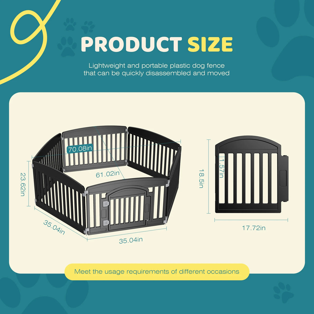 JHK Plastic Dog Playpen For Medium Dogs Indoor Outdoor