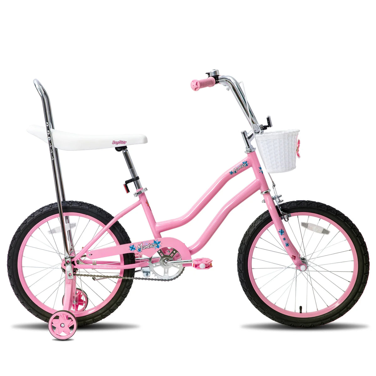 JOYSTAR Girls Bike with Training Wheels, Banana Seat, Dual Brakes